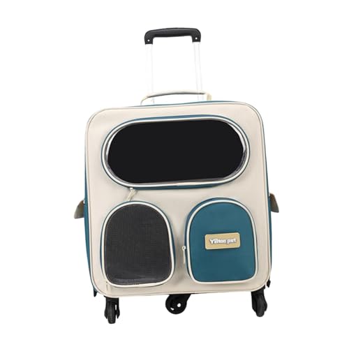 perfk Katzentrage-Rucksack mit Trolley, tragbar, seitliches Netzfenster, bequem, wasserdicht, große Kapazität, Teleskopstange, atmungsaktiv, Grün Blau perfk Katzentrage-Rucksack mit Trolley, tragbar, seitliches Netzfenster, bequem, wasserdicht, große Kapazität, Teleskopstange, atmungsaktiv, Grün Blau von perfk