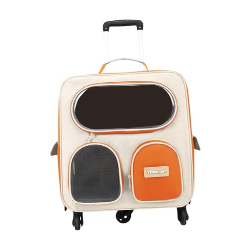 perfk Katzentrage-Rucksack mit Trolley, tragbar, seitliches Netzfenster, bequem, wasserdicht, große Kapazität, Teleskopstange, atmungsaktiv, Orange perfk Katzentrage-Rucksack mit Trolley, tragbar, seitliches Netzfenster, bequem, wasserdicht, große Kapazität, Teleskopstange, atmungsaktiv, Orange von perfk
