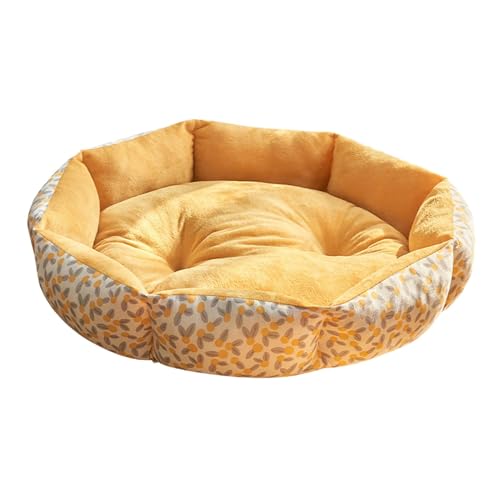 perfk Kleine Hundebetten für den Innenbereich, Katzenbetten zum Schlafen, rutschfeste Unterseite, warmes, weiches Katzenzubehör, Gelb M von perfk