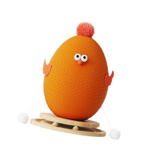 perfk Kratzbaum für Katzen, Schleifpfoten, Krallenschleifen, Kratzstange mit Sockel, interaktives Kugelbahnspielzeug für Bewegung, Orange von perfk