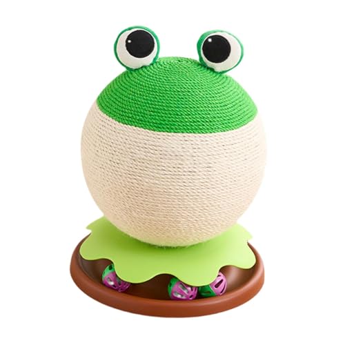 perfk Kratzbaum mit Sisalüberzug, Sisal-Katzenkratzbaum, stabile Basis, lustiger Katzenkratzball, Kätzchen-Kratzbaum für kleine Katzen, Frosch von perfk