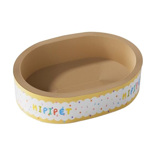 perfk Kratzbrett für Katzen, Wellpapier, 50 x 36 x 18 cm, strapazierfähig, interaktives Spielzeug, Kratzbrett, Katzenkratzschale, Gelb perfk Kratzbrett für Katzen, Wellpapier, 50 x 36 x 18 cm, strapazierfähig, interaktives Spielzeug, Kratzbrett, Katzenkratzschale, Gelb von perfk
