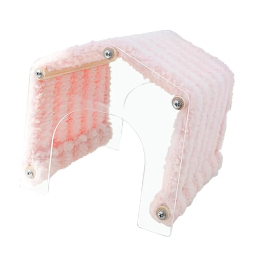 perfk Meerschweinchen -Versteck Hedgehog -Tunnel Zelt Easy Access Acryl Kein Boden bequemes kleines Tier Versteck des Schutzes Fleece Fleece Hideaway, Rosa von perfk