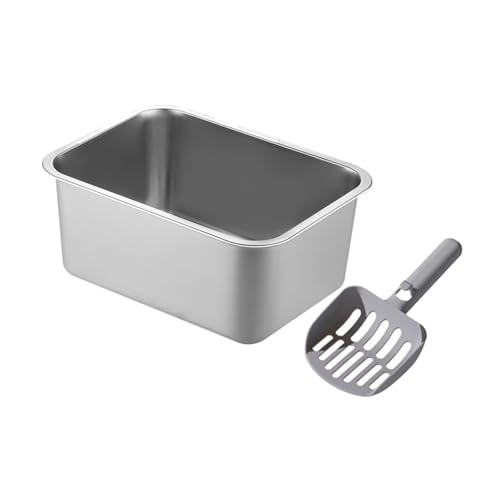 perfk Moderne Katzentoilette aus Edelstahl, spritzwassergeschützt, leicht zu reinigende Katzentoilette mit hohen Seiten für Kätzchen, 36x27x15cm perfk Moderne Katzentoilette aus Edelstahl, spritzwassergeschützt, leicht zu reinigende Katzentoilette mit hohen Seiten für Kätzchen, 36x27x15cm von perfk