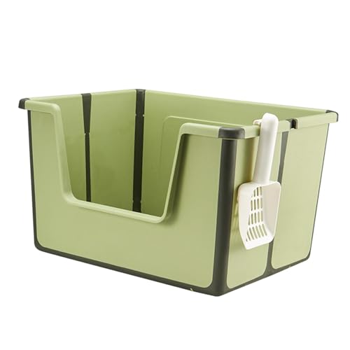 perfk Offene Katzentoilette, Katzentoilette für Haustiere, Sandkasten, faltbar, mit hohen Seiten, extragroße Jumbo-Katzentoilette, Kätzchentoilette für, GrÜn von perfk