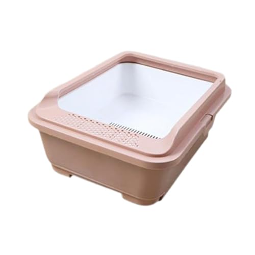 perfk Offene Katzentoilette, Sandkasten, Katzentoilette, Bettpfanne, Spritzschutz, tragbar, halbgeschlossen, für alle Arten von Katzenstreu, Khaki von perfk