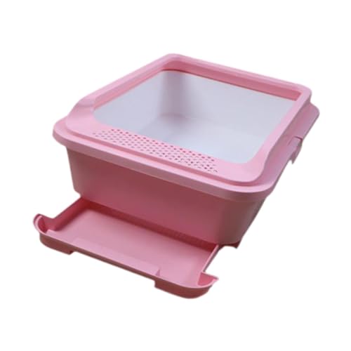 perfk Offene Katzentoilette, Sandkasten, Katzentoilette, Bettpfanne, Spritzschutz, tragbar, halbgeschlossen, für alle Arten von Katzenstreu, Rosa perfk Offene Katzentoilette, Sandkasten, Katzentoilette, Bettpfanne, Spritzschutz, tragbar, halbgeschlossen, für alle Arten von Katzenstreu, Rosa von perfk