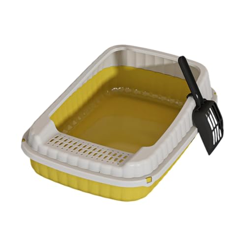 perfk Offene obere Katzenstreubox -Haustierschale, hochrangige, abnehmbare halb geschlossene Kätzchen -Toilette für kleine mittelgroße große Katzen, Gelb perfk Offene obere Katzenstreubox -Haustierschale, hochrangige, abnehmbare halb geschlossene Kätzchen -Toilette für kleine mittelgroße große Katzen, Gelb von perfk