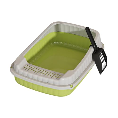 perfk Offene obere Katzenstreubox -Haustierschale, hochrangige, abnehmbare halb geschlossene Kätzchen -Toilette für kleine mittelgroße große Katzen, GrÜn perfk Offene obere Katzenstreubox -Haustierschale, hochrangige, abnehmbare halb geschlossene Kätzchen -Toilette für kleine mittelgroße große Katzen, GrÜn von perfk
