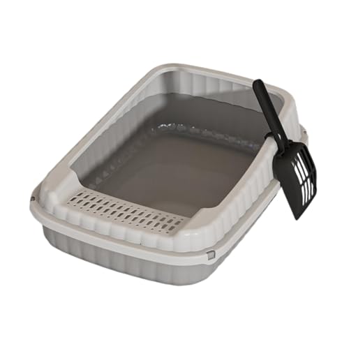 perfk Offene obere Katzenstreubox -Haustierschale, hochrangige, abnehmbare halb geschlossene Kätzchen -Toilette für kleine mittelgroße große Katzen, Grau perfk Offene obere Katzenstreubox -Haustierschale, hochrangige, abnehmbare halb geschlossene Kätzchen -Toilette für kleine mittelgroße große Katzen, Grau von perfk