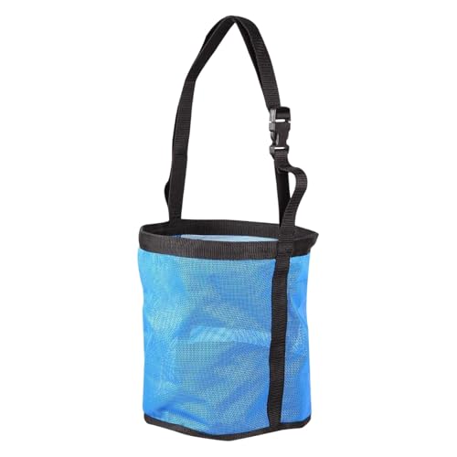 perfk Pferdespeisebag Heuheuersautomatenausrüstung, einstellbar, Hochleistungs-, Fester Bodenbeutel -Getreidebeutel zum Aufhängen von Equestrian, Blau von perfk