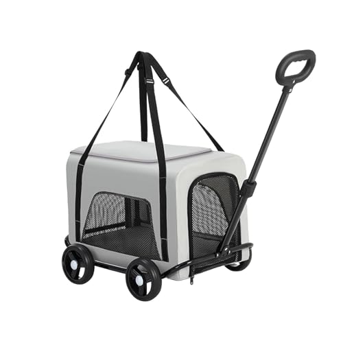 perfk Rollbare Katzen-/Hundetragetasche, Reisetragetasche für Haustiere, Faltbare, leichte Haustiertragetasche mit Rädern, Welpenkinderwagen für Picknicks, grau perfk Rollbare Katzen-/Hundetragetasche, Reisetragetasche für Haustiere, Faltbare, leichte Haustiertragetasche mit Rädern, Welpenkinderwagen für Picknicks, grau von perfk