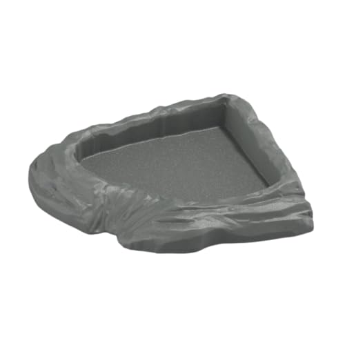 perfk Schildkröten-Wassernapf, Terrarium-Schüssel, Eck-Reptilien-Badebecken, Reptilien-Futternapf für Chamäleons, Frösche, Schildkröten, Heimtierbedarf, Grau von perfk