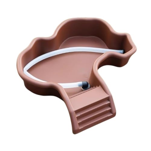 perfk Schildkrötenfuttergericht mit Rampe Reptilien Wasserschüssel Ornament Feeder Fütterung Badebad Wasserschale für Eidechsen bärtige Drache, mit Schlauch von perfk
