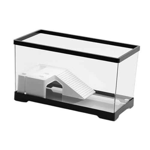 perfk Schildkrötentank, Schildkrötenhabitat, Multifunktionsbereich, Versteck, Box, Sumpfschildkröte mit Plattform, Schildkrötengehege, Starter, Innendekor, großes Schwarz von perfk
