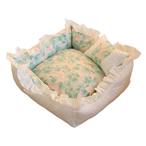 perfk Schlafbett für Haustiere, warmes Hundebett mit Kissen, Katzenbett, Haustier-Schlafmatratze für Katzen, Welpen, Hunde, Kätzchen, Cream Strawberry L perfk Schlafbett für Haustiere, warmes Hundebett mit Kissen, Katzenbett, Haustier-Schlafmatratze für Katzen, Welpen, Hunde, Kätzchen, Cream Strawberry L von perfk