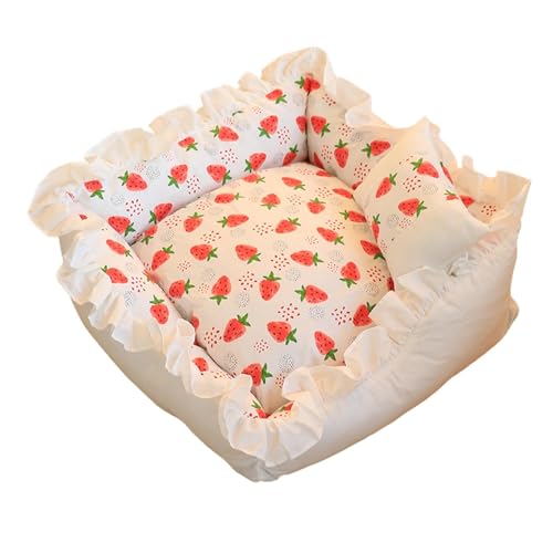 perfk Schlafbett für Haustiere, warmes Hundebett mit Kissen, Katzenbett, Haustier-Schlafmatratze für Katzen, Welpen, Hunde, Kätzchen, Strawberry M perfk Schlafbett für Haustiere, warmes Hundebett mit Kissen, Katzenbett, Haustier-Schlafmatratze für Katzen, Welpen, Hunde, Kätzchen, Strawberry M von perfk