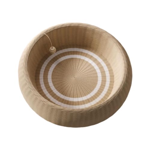 perfk Sisal Cat Kratzplatten -Lounge Anti -Schleuderboden für Autos Rücksitz vielseitiger Leichter Verschleiß resistent mit Spielzeugkugeln, Runde 52 cm von perfk