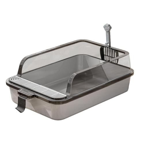 perfk Töpfchen für Kätzchen, Katzentoilette, Oben offen, mit hohen Seitenwänden, Bettpfanne aus PP, stabile Katzentoilette für Kätzchen, Hunde und kleine, GRAU von perfk