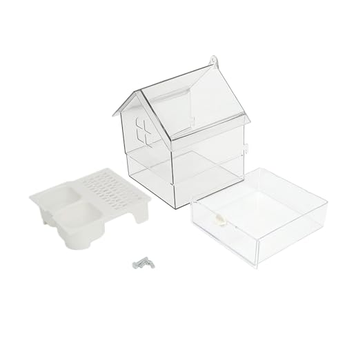 perfk Vogelkäfig-Futterspender, Vogelkäfig-Zubehör, Tränke, Bewässerung, Vögel, Badeschüssel, Haus, hängende Duschbox für Unzertrennliche, Papageien, Finken von perfk