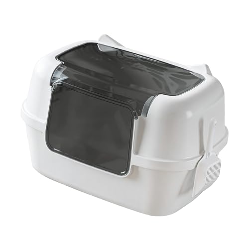perfk Voll bedeckte Katzenratstreubox Töpfchen Pfanne Installieren Sie Müllschalentkatze Katze Toilette für Terrasse Heimatbadezimmer Wohnheim Schlafsaal, Weiß perfk Voll bedeckte Katzenratstreubox Töpfchen Pfanne Installieren Sie Müllschalentkatze Katze Toilette für Terrasse Heimatbadezimmer Wohnheim Schlafsaal, Weiß von perfk