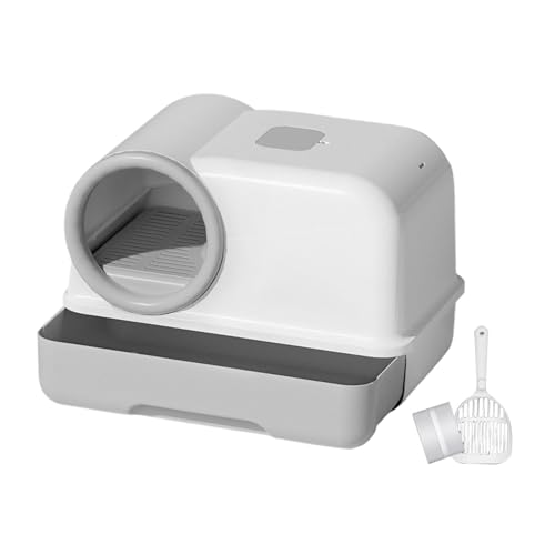 perfk Vollständig geschlossene Katzentoilette, Katzentoilette, Gang-Sandkasten, Spritzschutz, Kätzchentoilette mit Deckel für Hauskatzen, Grau perfk Vollständig geschlossene Katzentoilette, Katzentoilette, Gang-Sandkasten, Spritzschutz, Kätzchentoilette mit Deckel für Hauskatzen, Grau von perfk
