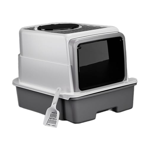 perfk Vollständig geschlossene Katzentoilette, Katzentoilette mit Haube und Deckel, auslaufsichere Katzentoilette, Katzentoilette mit hohem Rand, grau perfk Vollständig geschlossene Katzentoilette, Katzentoilette mit Haube und Deckel, auslaufsichere Katzentoilette, Katzentoilette mit hohem Rand, grau von perfk