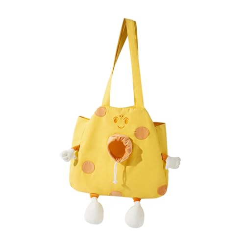 perfk Weiche Katzentragetasche, Schultertasche für Haustiere, mit Schultergurt, Haustierbedarf, Haustiertragetasche für Reisende Katzen und kleine Hunde, Gelb, XL von perfk