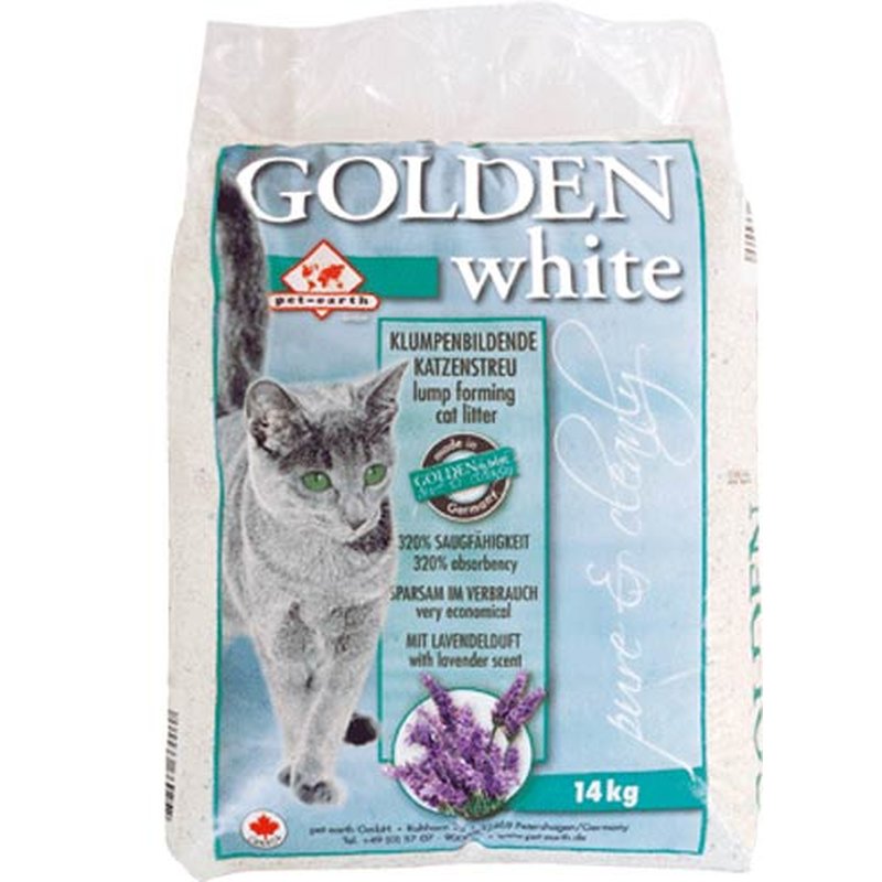 Golden White Katzen-Klumpstreu mit Lavendelduft - 14kg (1,21 € pro 1 kg) von pet-earth