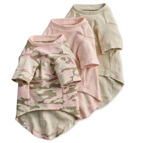 Pet Passion Kurzärmeliges Hunde-T-Shirt für alle Rassen, 100% Bio-Baumwolle, Camouflage-Pink, Größe M, Multipack von pet passion