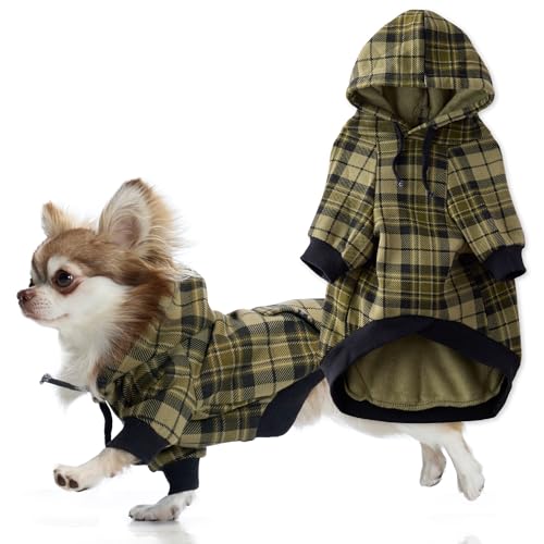 Pet Passion Rocky II - Der extra bequeme Hoodie aus Bio-Baumwolle und recyceltem Poly-Hundepullover für kleine, mittelgroße und große Hunde, Olivgrün Chesterfield Plaid, XS von pet passion