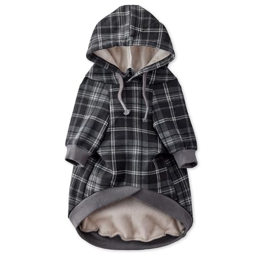 Pet Passion Rocky II - Der extra bequeme Hoodie aus Bio-Baumwolle und recyceltem Polyester, Hundepullover für kleine, mittelgroße und große Hunde, schwarzes Sandkaro, Größe XXL von pet passion