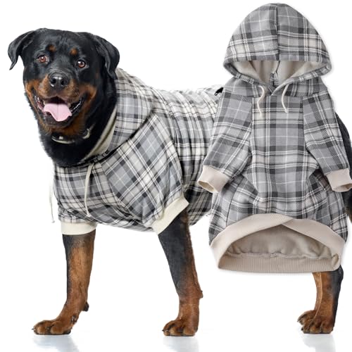Pet Passion Rocky II – Der extra bequeme Kapuzenpullover aus Bio-Baumwolle und recyceltem Polyester, Hundemantel für kleine, mittelgroße und große Hunde, graues Chesterfield-Plaid, Größe M Pet Passion Rocky II – Der extra bequeme Kapuzenpullover aus Bio-Baumwolle und recyceltem Polyester, Hundemantel für kleine, mittelgroße und große Hunde, graues Chesterfield-Plaid, Größe M von pet passion