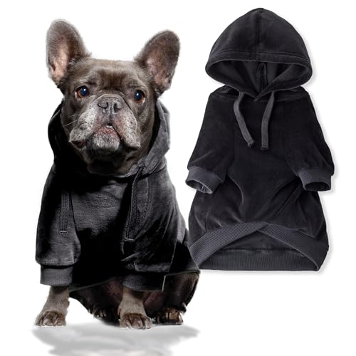 Pet Passion Velours-Hundemantel mit Kapuze für kleine, mittelgroße und große Hunde, Schwarz, Größe L Pet Passion Velours-Hundemantel mit Kapuze für kleine, mittelgroße und große Hunde, Schwarz, Größe L von pet passion