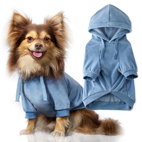 Pet Passion Velours-Hundemantel mit Kapuze für kleine, mittelgroße und große Hunde, verblasster Denim, Größe XXL Pet Passion Velours-Hundemantel mit Kapuze für kleine, mittelgroße und große Hunde, verblasster Denim, Größe XXL von pet passion