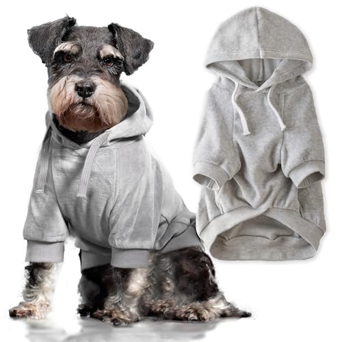 Pet Passion Velours-Kapuzenmantel für kleine, mittelgroße und große Hunde, Hellgrau meliert, Größe XXL Pet Passion Velours-Kapuzenmantel für kleine, mittelgroße und große Hunde, Hellgrau meliert, Größe XXL von pet passion