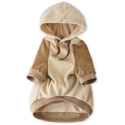Pet Passion Velours-Kapuzenmantel für kleine, mittelgroße und große Hunde, Kaffeefarbenblock, Größe XS Pet Passion Velours-Kapuzenmantel für kleine, mittelgroße und große Hunde, Kaffeefarbenblock, Größe XS von pet passion