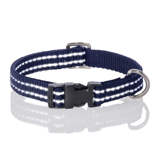 Pet Passion Verstellbares, reflektierendes Hundehalsband für kleine, mittelgroße und große Hunde, Marineblau, Größe XXL Pet Passion Verstellbares, reflektierendes Hundehalsband für kleine, mittelgroße und große Hunde, Marineblau, Größe XXL von pet passion