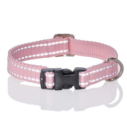 Pet Passion Verstellbares, reflektierendes Hundehalsband für kleine, mittelgroße und große Hunde, Rosa, Größe XS Pet Passion Verstellbares, reflektierendes Hundehalsband für kleine, mittelgroße und große Hunde, Rosa, Größe XS von pet passion