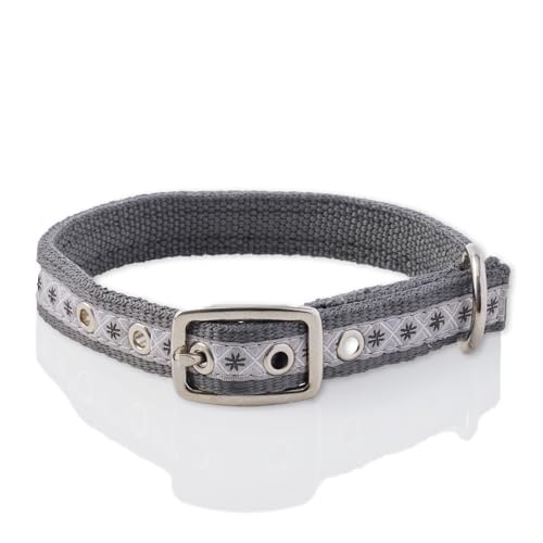 Pet Passion Verstellbares Hundehalsband aus recyceltem Band für alle Hunderassen, Fair Isle-Grau, Größe S Pet Passion Verstellbares Hundehalsband aus recyceltem Band für alle Hunderassen, Fair Isle-Grau, Größe S von pet passion