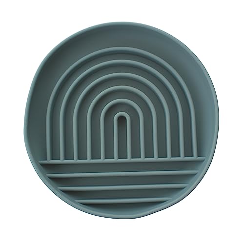pet wiz Silikon-Hundenapf mit Saugfuß, fördert gesünderes Essen, unterstützt die Verdauung und bietet geistige Stimulation mit lustigem Regenbogen-Puzzle-Design (Schiefer) von pet wiz