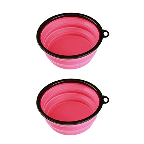 Zusammenklappbarer Reisenapf aus Silikon – 350 ml | 2er-Pack – Tragbarer Futternapf und Trinknapf mit Haken für Hunde und Katzen (Pink) von pet wiz