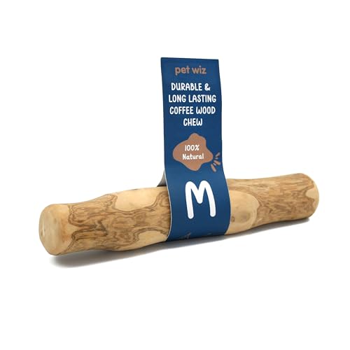 pet wiz Hundekauartikel aus Holz, hilft Mundhygiene, bietet geistige Stimulation und reduziert Stress, natürlich, langlebig und nachhaltig (mittelgroß, Kaffeeholz) von pet wiz