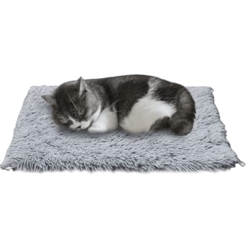 PetFelix Selbstwärmendes Katzenbett/Matte, maschinenwaschbar, Plüsch, rutschfest, wandelbar, für den Innen- und Tragetasche (grau) von petfelix
