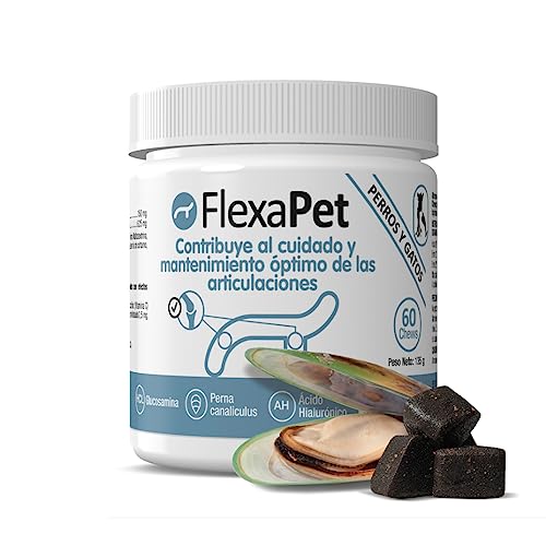 FLEXAPET Hunde und Katzen Condroschutz für Hunde und Katzen mit empfindlichem Verdauungssystem Perna Canaliculus 60 Chews mit Entengeschmack von petia Vet health