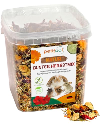 petifool Nager-Ergänzungsfutter "Bunter Herbstmix", natürliches und gesundes Kaninchenfutter, 1er Pack (1 x 650 g) von petifool
