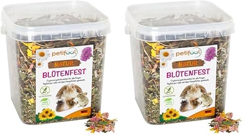 petifool Blütenfest 380g - Ergänzungsfutter für Nager - natürliches Nagerfutter für Kaninchen, Meerschweinchen, Hamster, Chinchilla & mehr - ohne künstliche Zusätze - 100% Natur - artgerechtes Futter von petifool