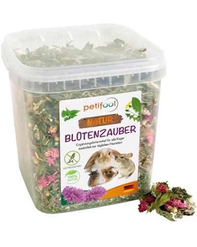 petifool Blütenzauber 360g - Ergänzungsfutter für Nager - natürliches Nagerfutter für Kaninchen, Meerschweinchen, Hamster, Chinchilla & mehr - ohne künstliche Zusätze - 100% Natur -artgerechtes Futter von petifool