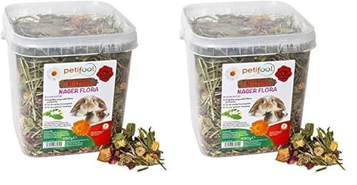 petifool Nager Flora 430g - Alleinfutter für Nager - natürliches Nagerfutter für Kaninchen und Meerschweinchen - ohne künstliche Zusätze - 100% Natur - artgerechtes Futter - Kräuter und Luzerne von petifool