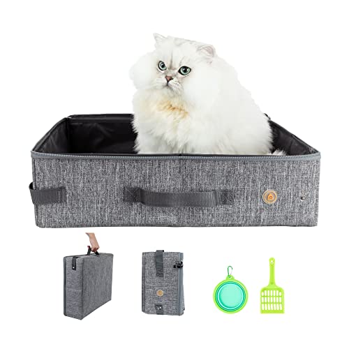 Tragbare Katzentoilette für einfaches Reisen mit Katzen und Kätzchen, mit 1 faltbaren Schüssel und 1 Schaufel von petisfam